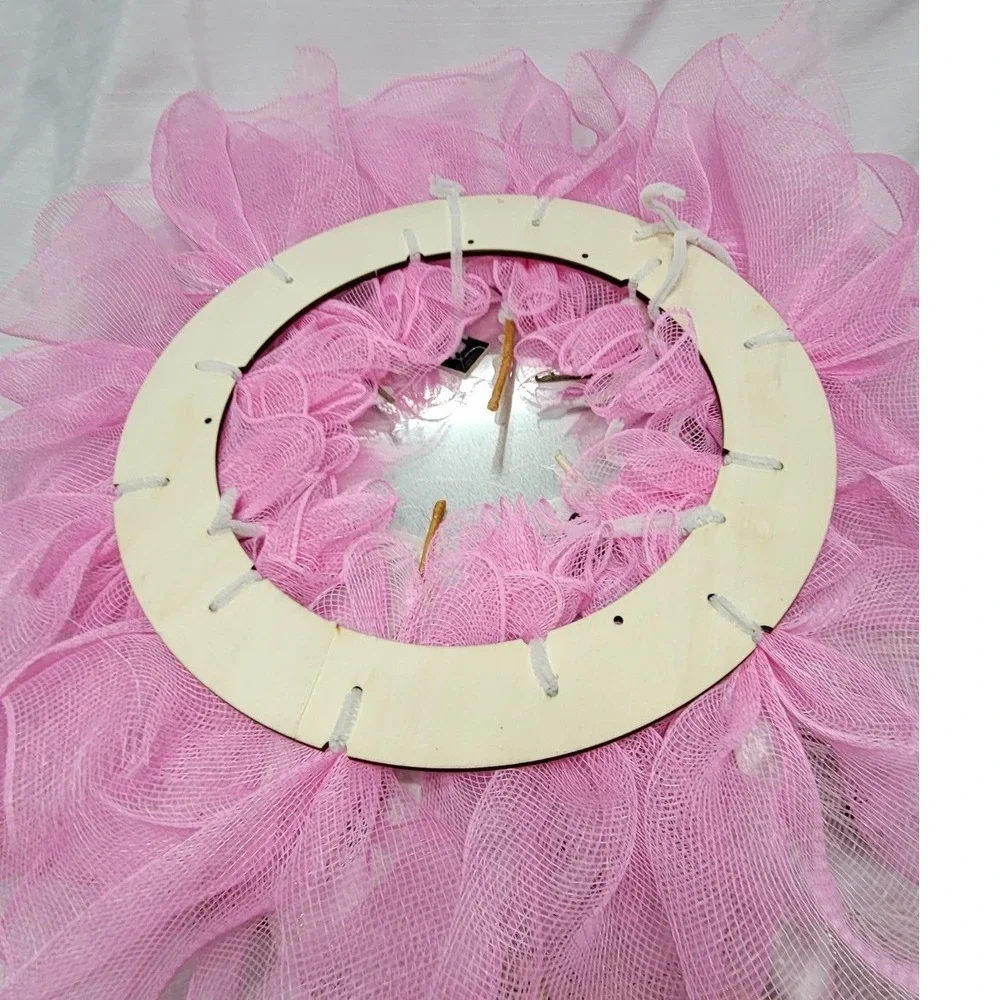 Pink silver Santa sparkle Christmas Wreath  Glitter Deco Mesh Unique Decor 24in